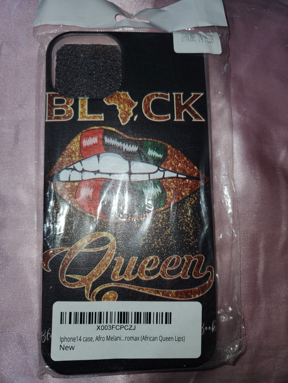 Black Queen iPhone 14 PLUS Case - Afro Melanin Design - Black NIP